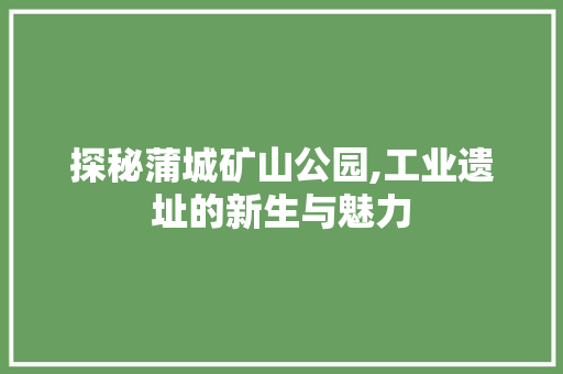 探秘蒲城矿山公园,工业遗址的新生与魅力