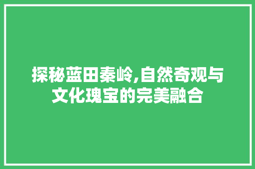 探秘蓝田秦岭,自然奇观与文化瑰宝的完美融合