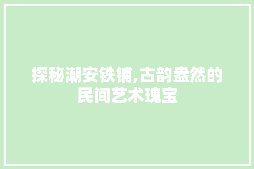 探秘潮安铁铺,古韵盎然的民间艺术瑰宝  第1张