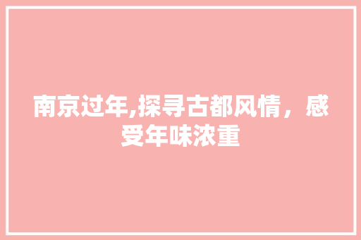 南京过年,探寻古都风情，感受年味浓重  第1张