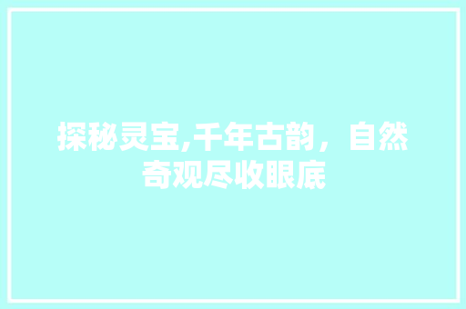 探秘灵宝,千年古韵，自然奇观尽收眼底