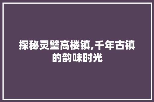 探秘灵璧高楼镇,千年古镇的韵味时光  第1张