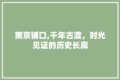 南京铺口,千年古渡，时光见证的历史长廊