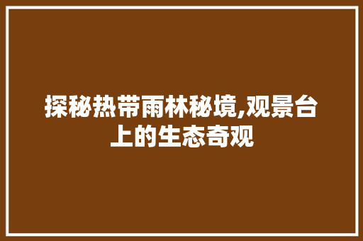 探秘热带雨林秘境,观景台上的生态奇观