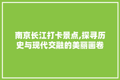 南京长江打卡景点,探寻历史与现代交融的美丽画卷