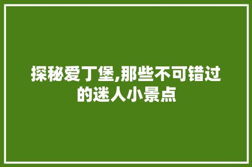 探秘爱丁堡,那些不可错过的迷人小景点  第1张