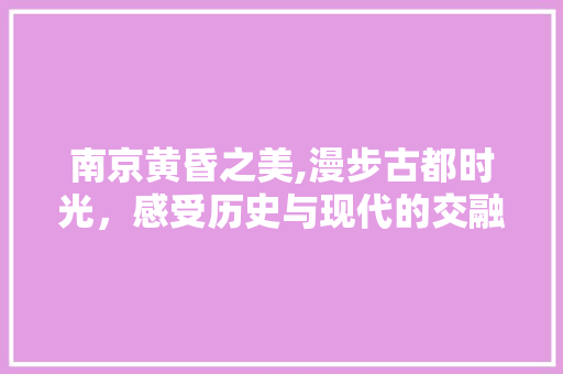 南京黄昏之美,漫步古都时光，感受历史与现代的交融