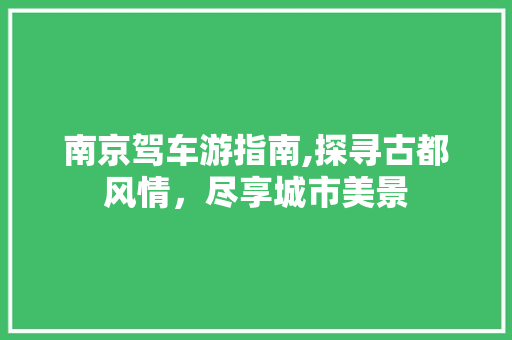 南京驾车游指南,探寻古都风情，尽享城市美景  第1张