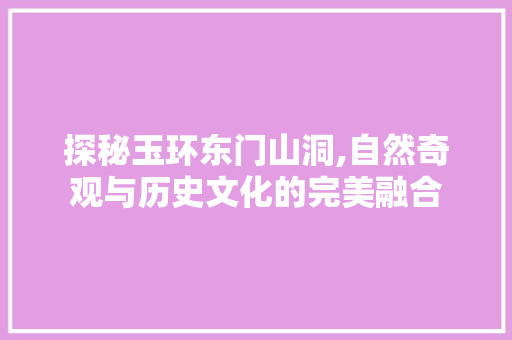 探秘玉环东门山洞,自然奇观与历史文化的完美融合  第1张