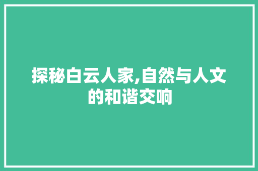 探秘白云人家,自然与人文的和谐交响