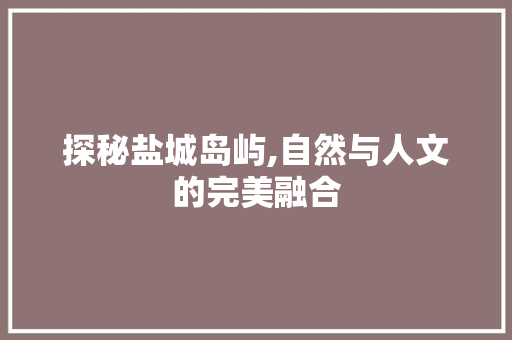 探秘盐城岛屿,自然与人文的完美融合