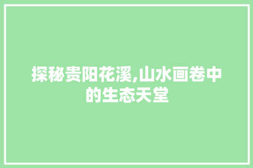 探秘贵阳花溪,山水画卷中的生态天堂  第1张