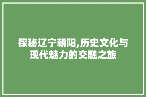 探秘辽宁朝阳,历史文化与现代魅力的交融之旅  第1张