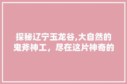 探秘辽宁玉龙谷,大自然的鬼斧神工，尽在这片神奇的土地