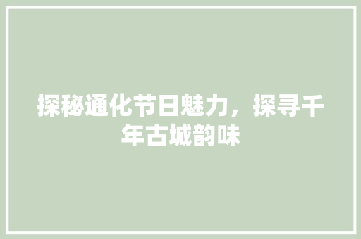 探秘通化节日魅力，探寻千年古城韵味