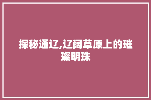 探秘通辽,辽阔草原上的璀璨明珠