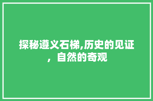 探秘遵义石梯,历史的见证，自然的奇观