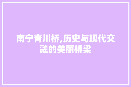 南宁青川桥,历史与现代交融的美丽桥梁  第1张