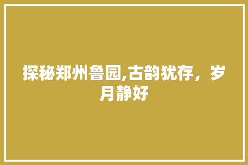 探秘郑州鲁园,古韵犹存，岁月静好  第1张