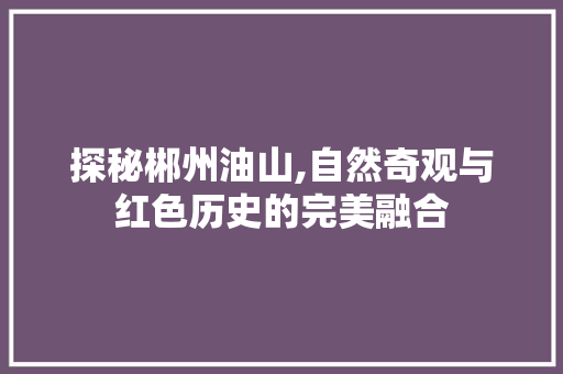 探秘郴州油山,自然奇观与红色历史的完美融合