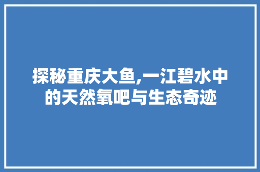 探秘重庆大鱼,一江碧水中的天然氧吧与生态奇迹