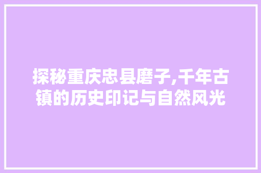 探秘重庆忠县磨子,千年古镇的历史印记与自然风光