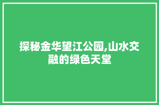 探秘金华望江公园,山水交融的绿色天堂  第1张