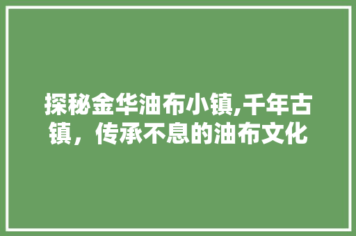 探秘金华油布小镇,千年古镇，传承不息的油布文化  第1张