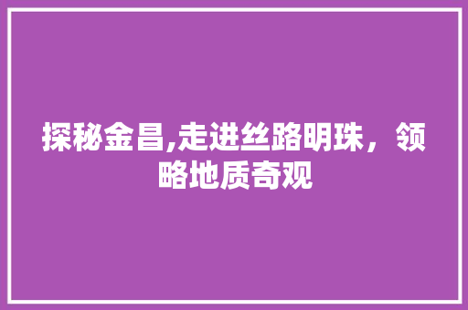 探秘金昌,走进丝路明珠，领略地质奇观