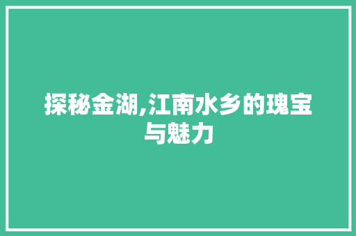 探秘金湖,江南水乡的瑰宝与魅力  第1张