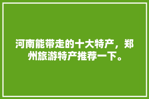 河南能带走的十大特产，郑州旅游特产推荐一下。