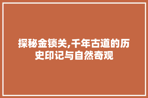 探秘金锁关,千年古道的历史印记与自然奇观