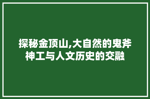 探秘金顶山,大自然的鬼斧神工与人文历史的交融