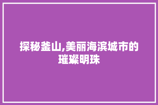 探秘釜山,美丽海滨城市的璀璨明珠