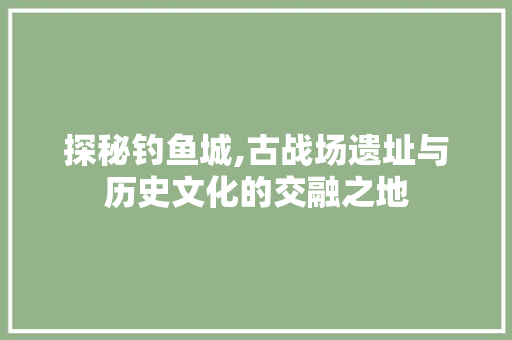 探秘钓鱼城,古战场遗址与历史文化的交融之地