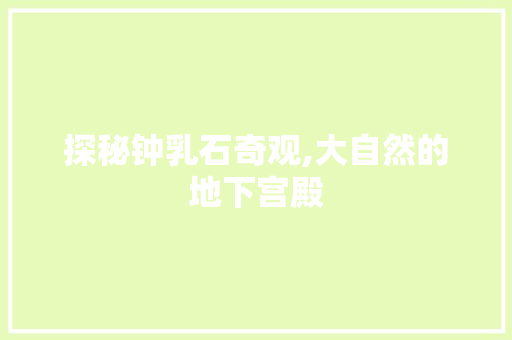 探秘钟乳石奇观,大自然的地下宫殿