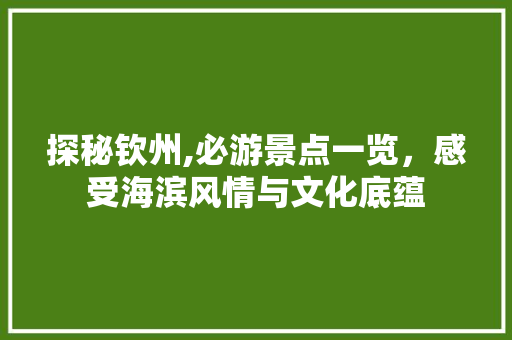 探秘钦州,必游景点一览，感受海滨风情与文化底蕴