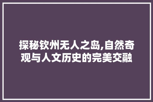 探秘钦州无人之岛,自然奇观与人文历史的完美交融