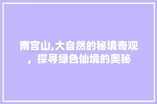 南宫山,大自然的秘境奇观，探寻绿色仙境的奥秘