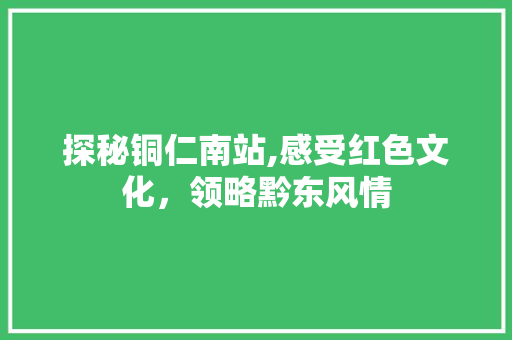 探秘铜仁南站,感受红色文化，领略黔东风情  第1张