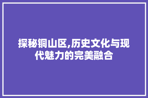 探秘铜山区,历史文化与现代魅力的完美融合  第1张