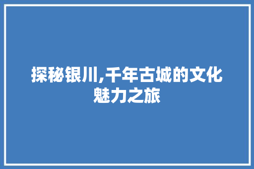 探秘银川,千年古城的文化魅力之旅  第1张