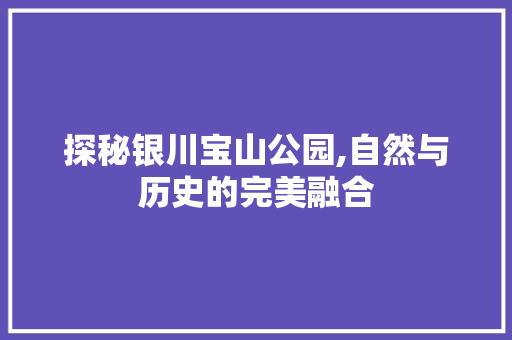 探秘银川宝山公园,自然与历史的完美融合