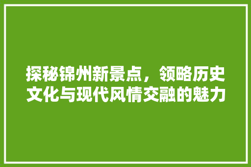 探秘锦州新景点，领略历史文化与现代风情交融的魅力