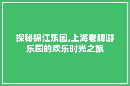 探秘锦江乐园,上海老牌游乐园的欢乐时光之旅