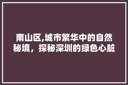 南山区,城市繁华中的自然秘境，探秘深圳的绿色心脏