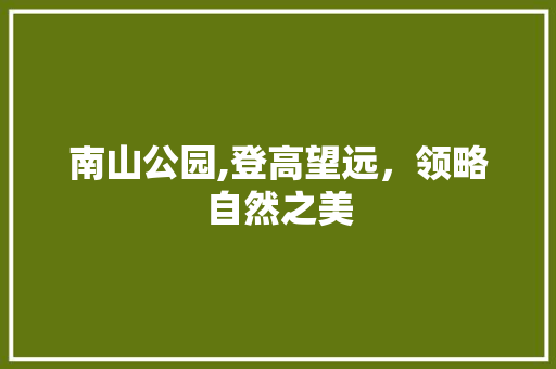 南山公园,登高望远，领略自然之美  第1张