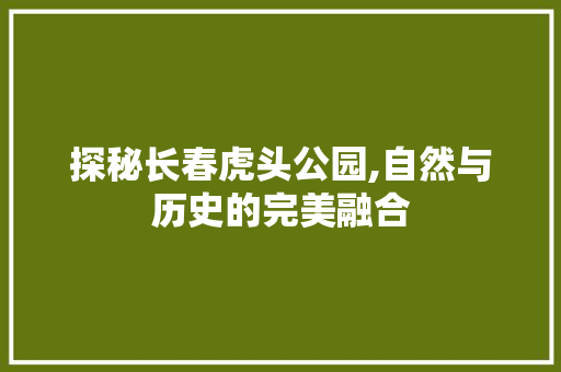 探秘长春虎头公园,自然与历史的完美融合