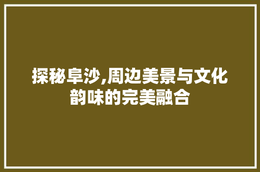 探秘阜沙,周边美景与文化韵味的完美融合  第1张