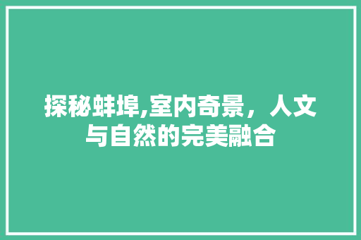 探秘蚌埠,室内奇景，人文与自然的完美融合